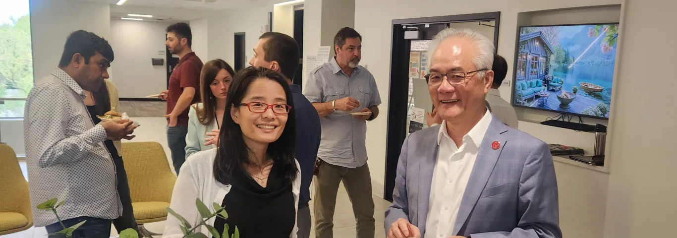 Dean Feng Sheng Hu and Bo Li at the LEC/SDS Reception
