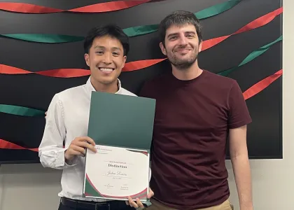 Bill Katsianos with awardee Joshua Romero