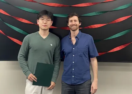 Joe Guinness with awardee Xiao Tan