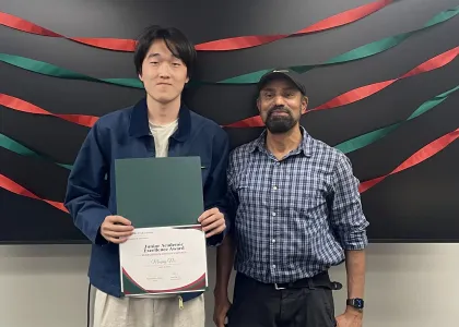Soumendra Lahiri with awardee Muqing Niu
